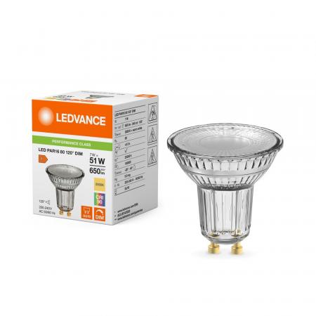 Ledvance GU10 PAR16 Reflektor 120° 7W wie 51W dimmbarer warmweißer Strahler 3000K 90Ra mit hoher Farbwiedergabe